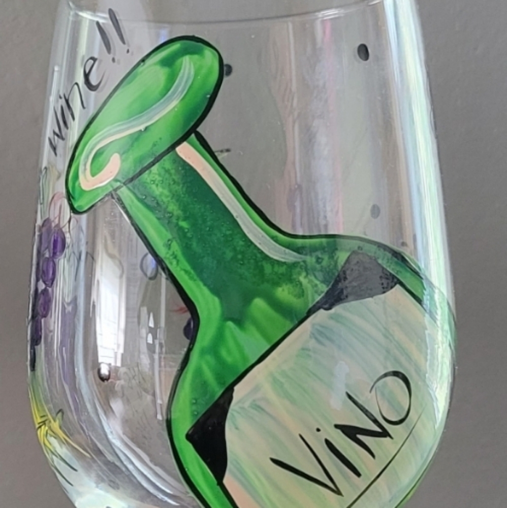 Hand Painted Wine Glasses (set of 2 $25)